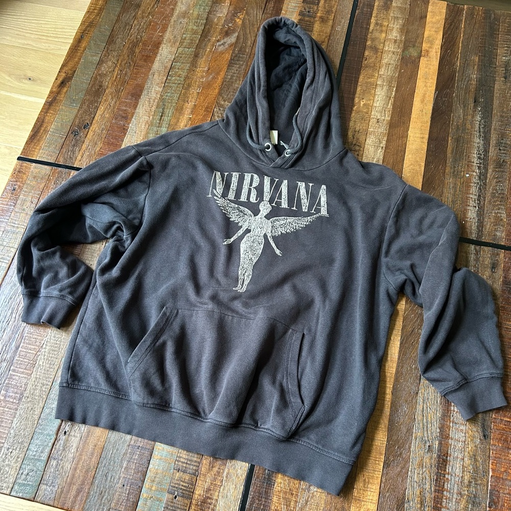 NIRVANA H&M Charcoal Gray Hoodie Sweatshirt